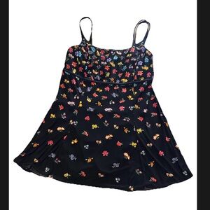 St. Johns Bay Floral Black Swimsuit with double Spaghetti Straps Size 16